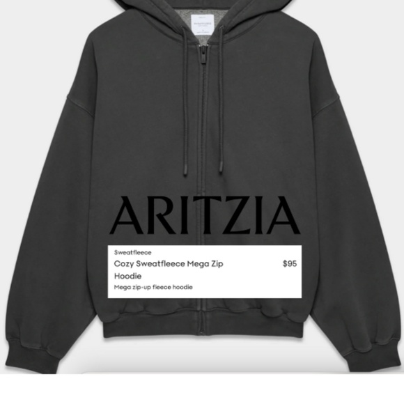 Aritzia Tops - ARITZIA - Size Small - COZY SWEATFLEECE MEGA ZIP HOODIE FADED BLACK - Brand New
